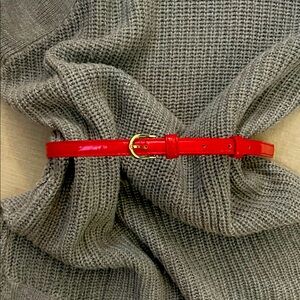 Chic Red Leather Belt